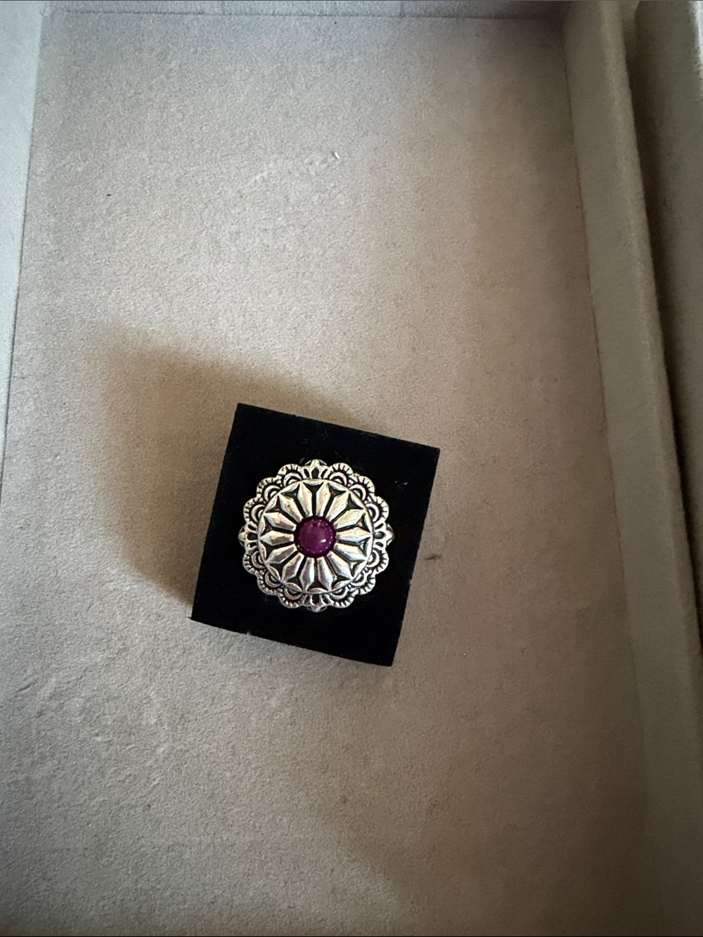 paparazzi Silver-Tone Floral Brooch with Deep Purple Center